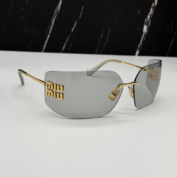NEW MIU MIU MU54YS 5AK30B WOMEN SUNGLASSES MU 54YS 5AK30B GOLD GREY EYEWEAR main image 2